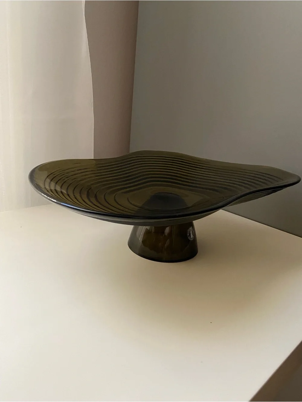 IKEA HÄCKPOPPEL decorative bowl with base brown, 24 cm pedestal bowl